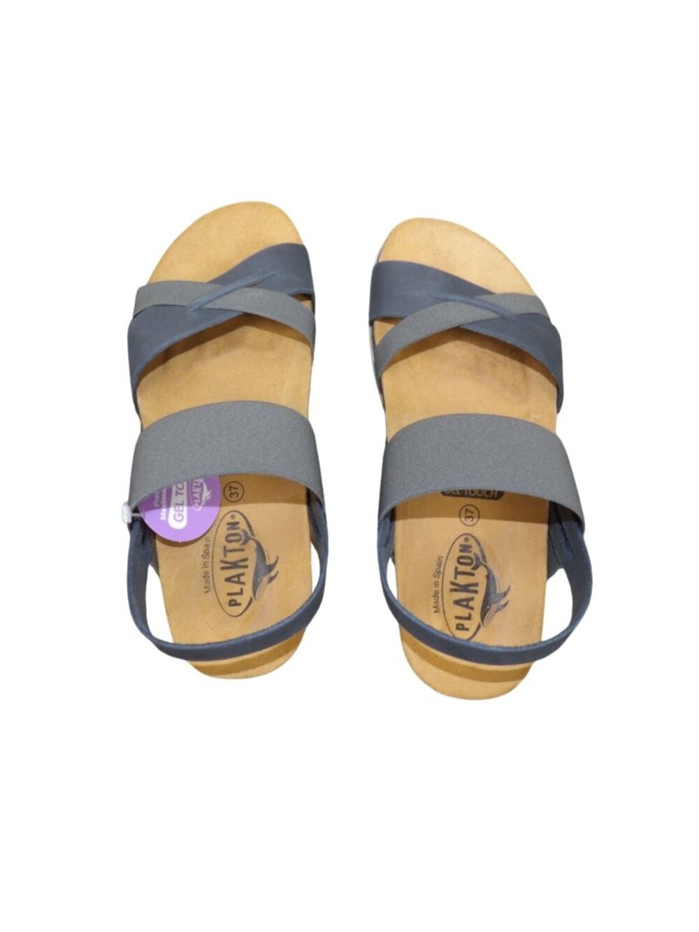 Plakton Women's Gray Nubuck Sandals With Gel Touch Sole Size 6 Eu 37 New In Box